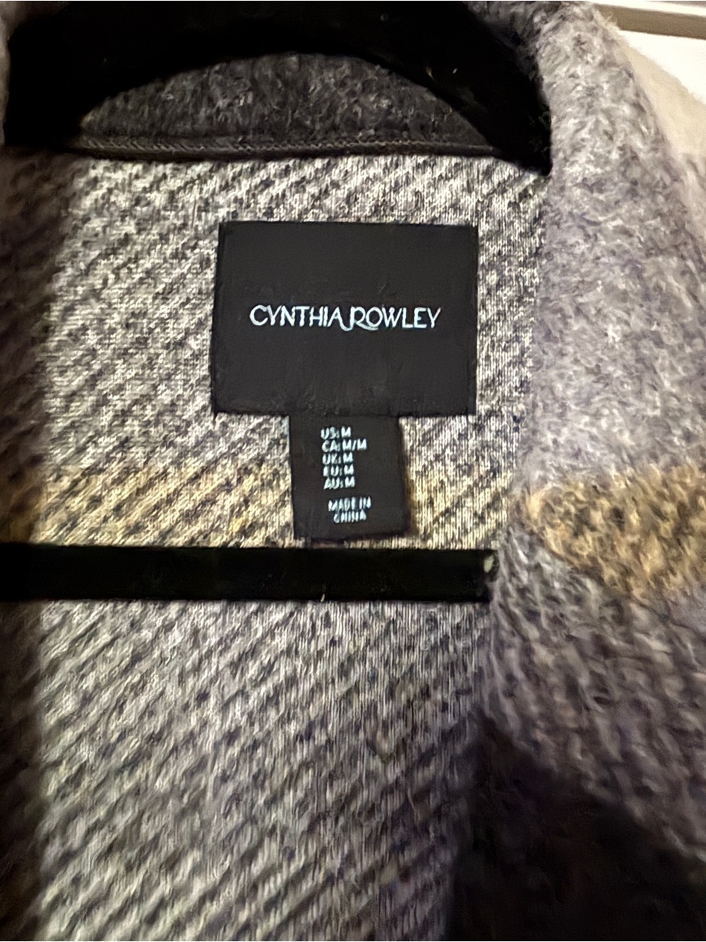 Cynthia Rowley Gray & White Plaid Pea Coat M - Picture 2 of 5